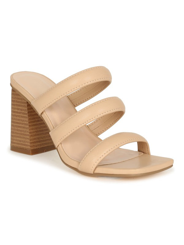 THREE STRAP HEEL - TAN