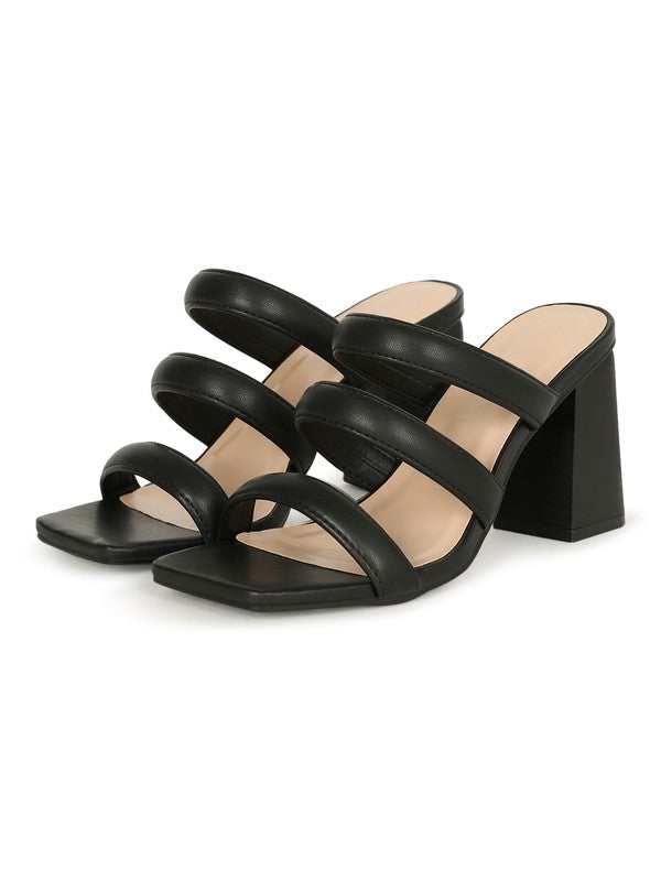 THREE STRAP HEEL - BLACK