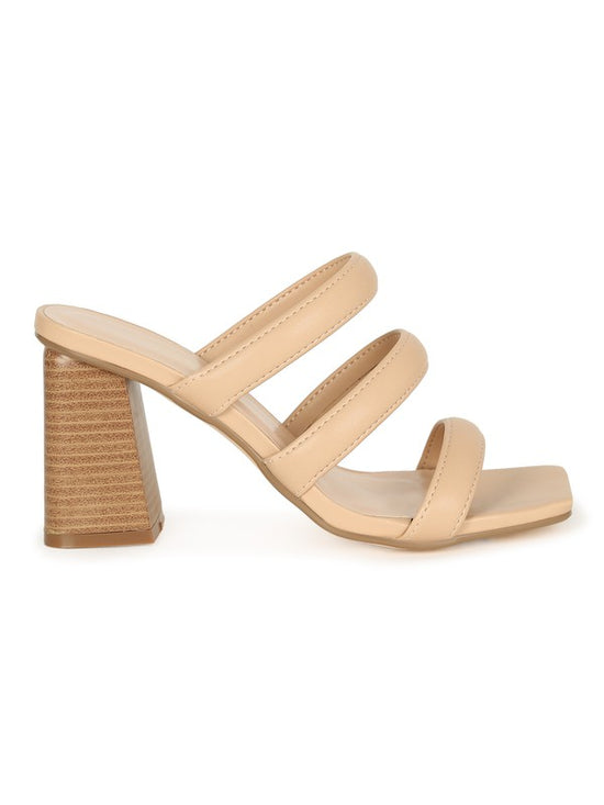 THREE STRAP HEEL - TAN