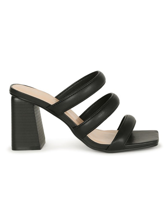 THREE STRAP HEEL - BLACK