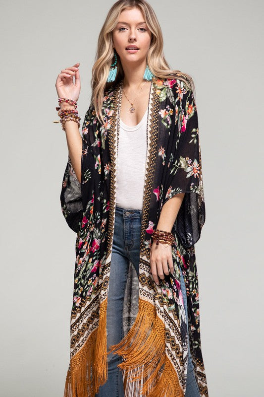 GALLIA FLORAL KIMONO - GOLD