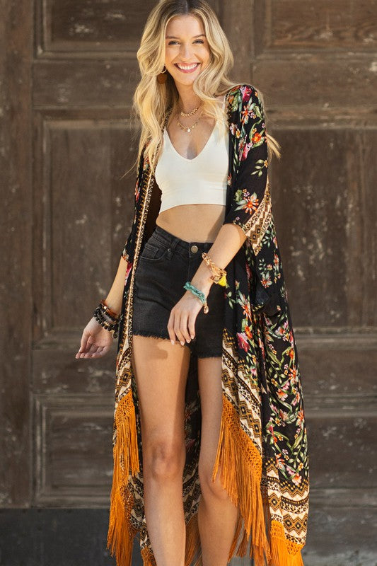 GALLIA FLORAL KIMONO - GOLD
