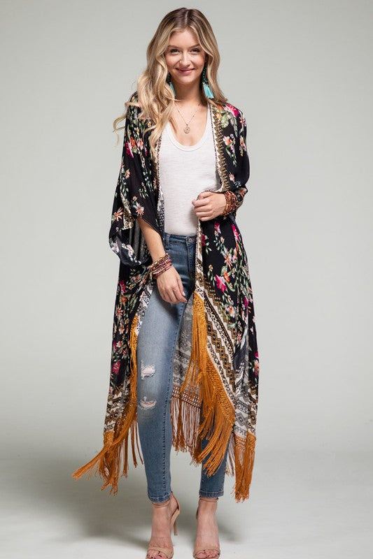 GALLIA FLORAL KIMONO - GOLD