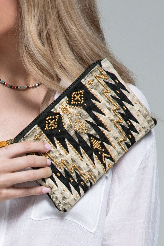 ZIG ZAG BEADED CLUTCH