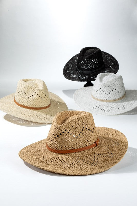 WOVEN EYELET PANAMA HAT