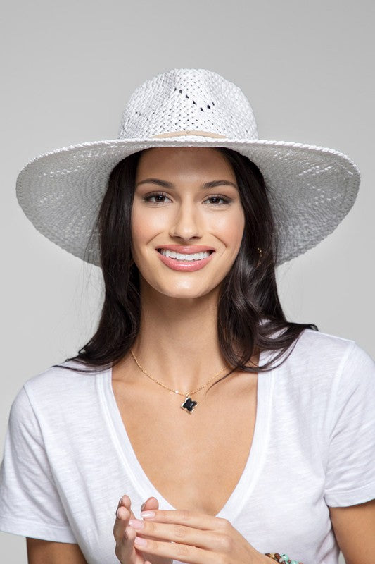 WOVEN EYELET PANAMA HAT