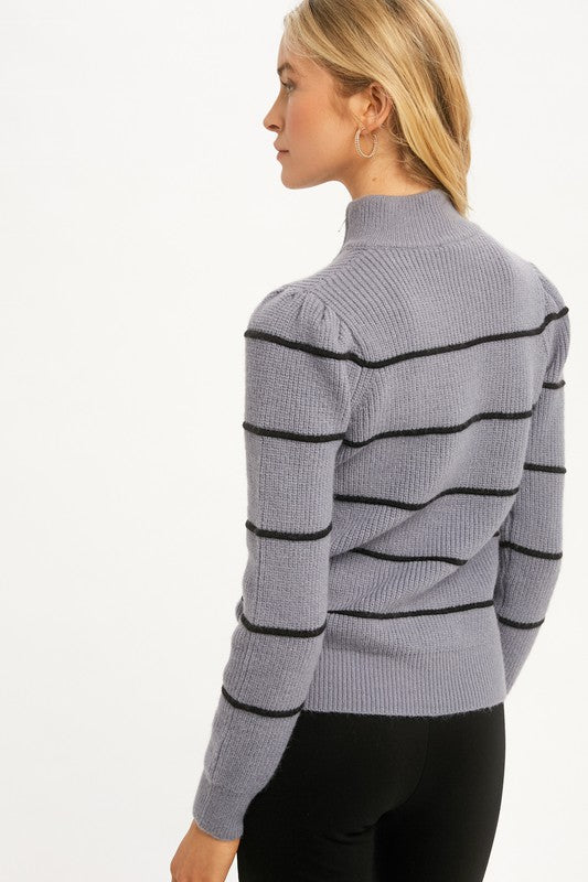ZIPPER MOCK NECK SWEATER