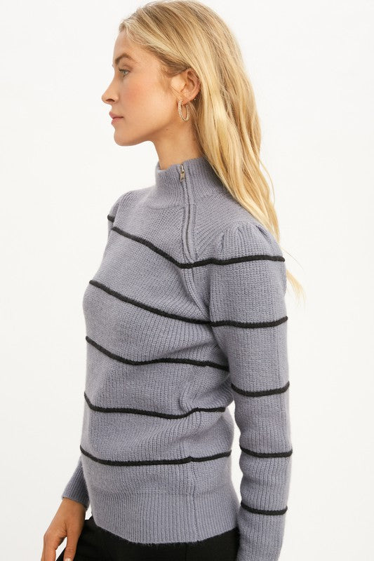 ZIPPER MOCK NECK SWEATER