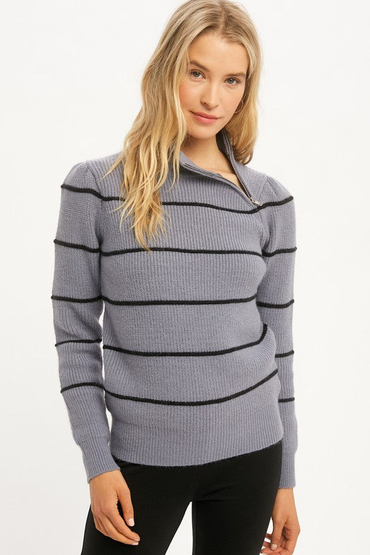 ZIPPER MOCK NECK SWEATER