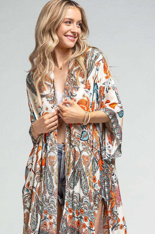 ALABASTER DOBBY JACQUARD KIMONO