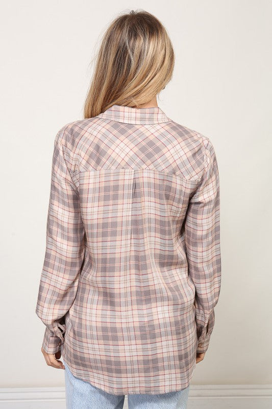 PLAID BUTTON DOWN TOP