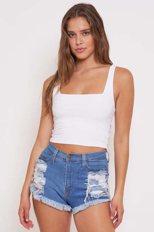 DOUBLE LAYER CROP TOP - WHITE