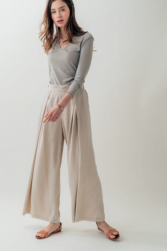 REVERSE SEAM NOTCHED NECK LONG SLEEVE TOP IN 4 COLORES