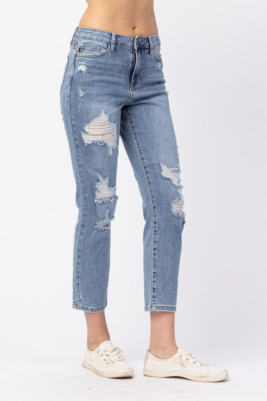 HIGH WAIST DESTROYED BOYFRIEND FIT - RESTOCKED