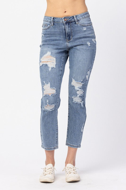 HIGH WAIST DESTROYED BOYFRIEND FIT - RESTOCKED