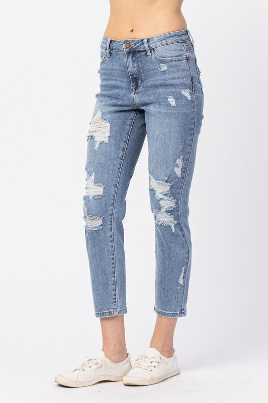 HIGH WAIST DESTROYED BOYFRIEND FIT - RESTOCKED