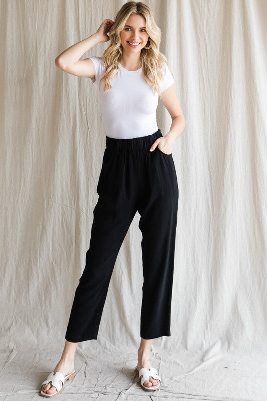 THE ALL DAY LINEN PANTS - BLACK