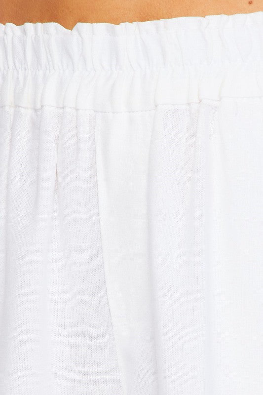 WHITE LINEN SHORTS