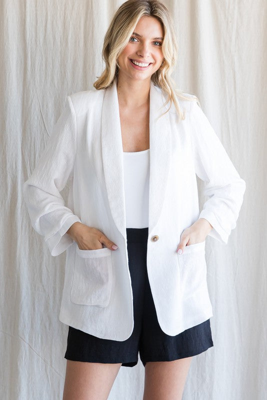 TEXTURED BLAZER - WHITE