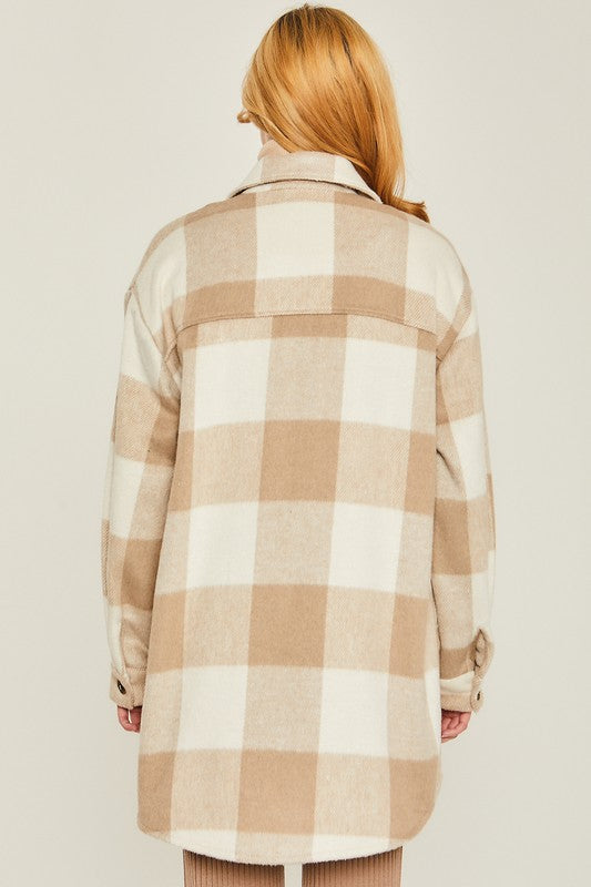 TAN AND CREAM PLAID SHACKET