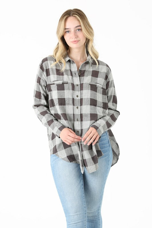 THE HI LOW PLAID TOP