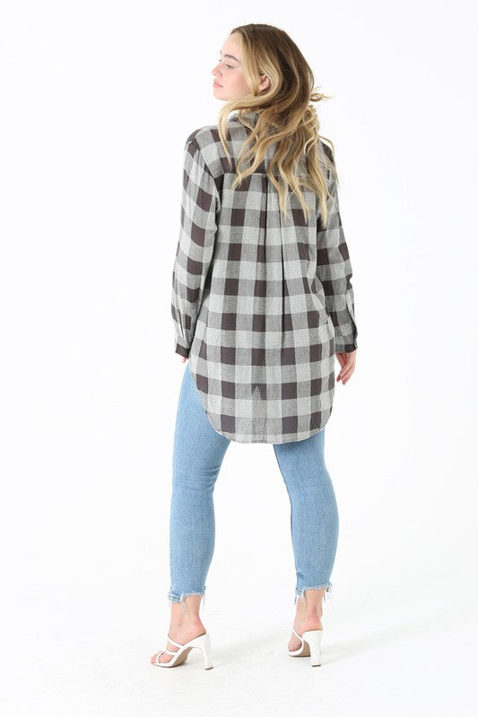 THE HI LOW PLAID TOP