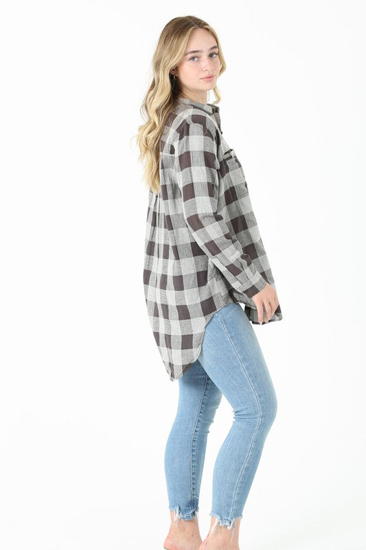 THE HI LOW PLAID TOP