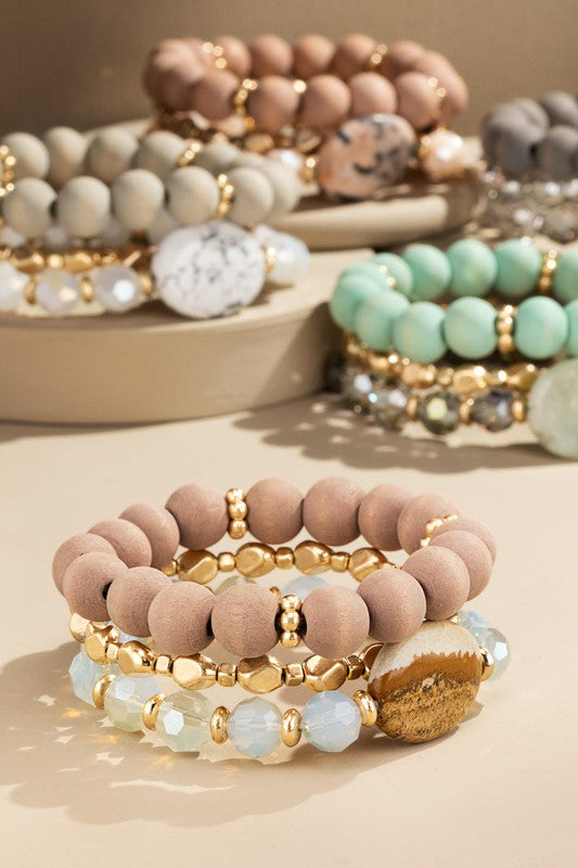 NATURAL STONE STACKABLE BRACELET SET