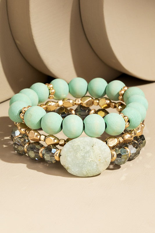 NATURAL STONE STACKABLE BRACELET SET