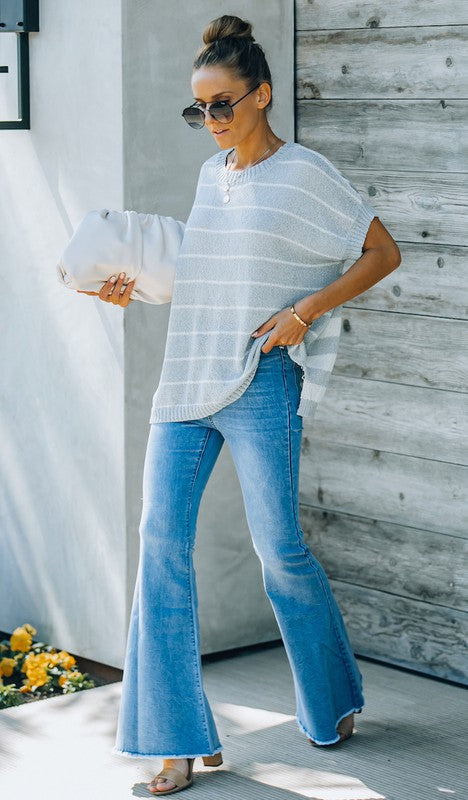 STRIPED SWEATER TOP - SAGE
