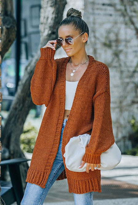 RUST TEXTURED CARDIGAN