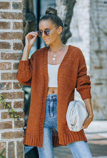 RUST TEXTURED CARDIGAN