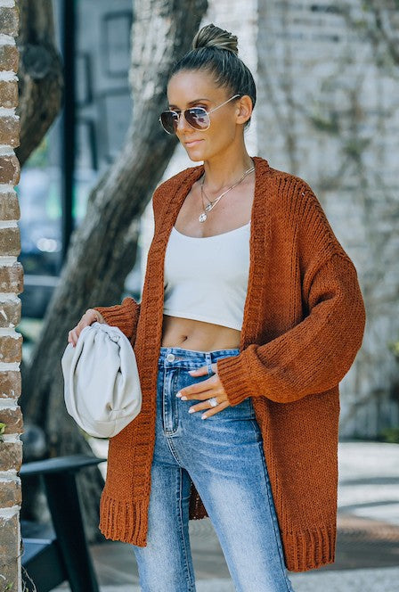 RUST TEXTURED CARDIGAN