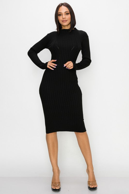 MOCK NECK MIDI DRESS