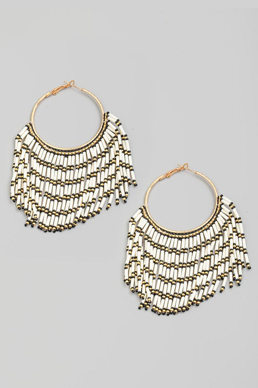 SEED BEADED HOOP EARRINGS