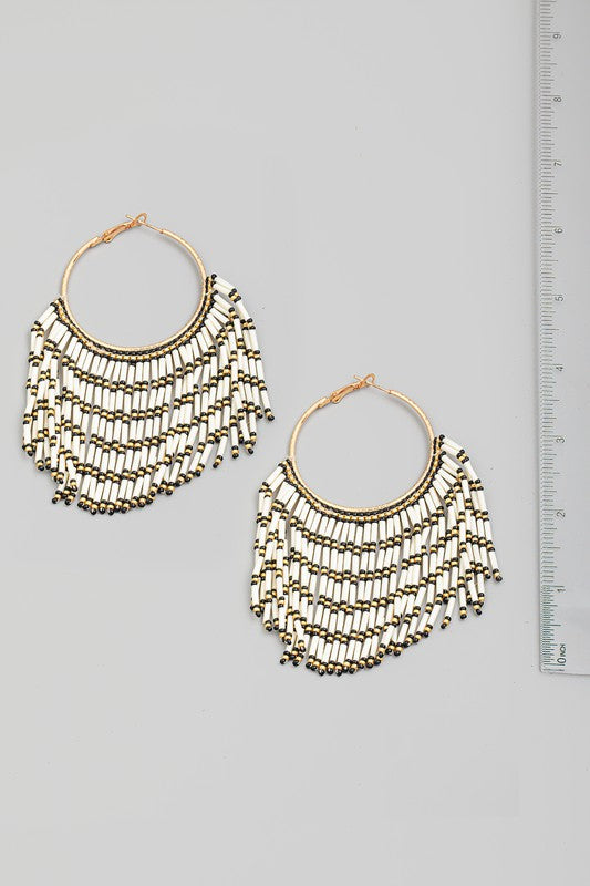 SEED BEADED HOOP EARRINGS