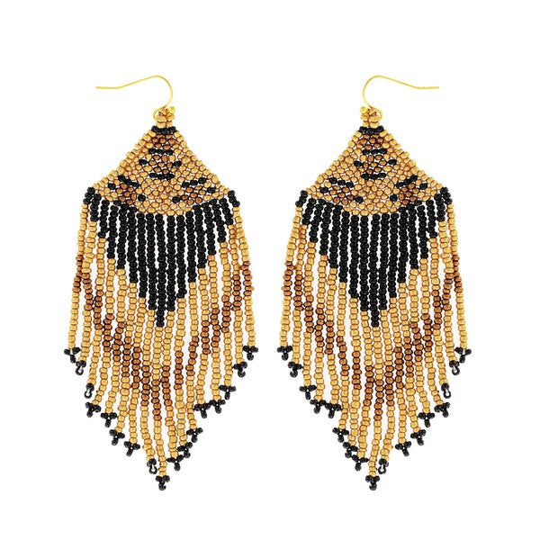 LEOPARD SEED BEAD EARRINGS