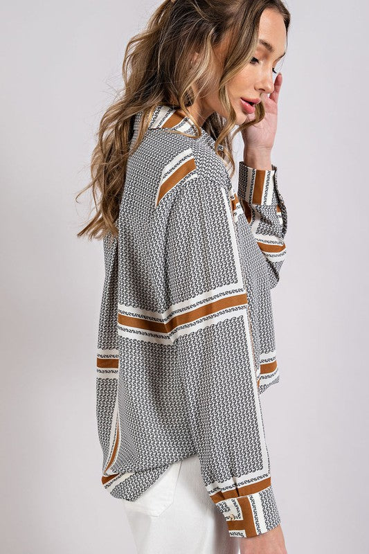 BUTTON FRONT STRIPE SHIRT