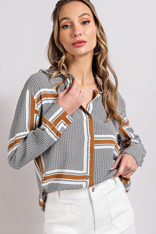 BUTTON FRONT STRIPE SHIRT