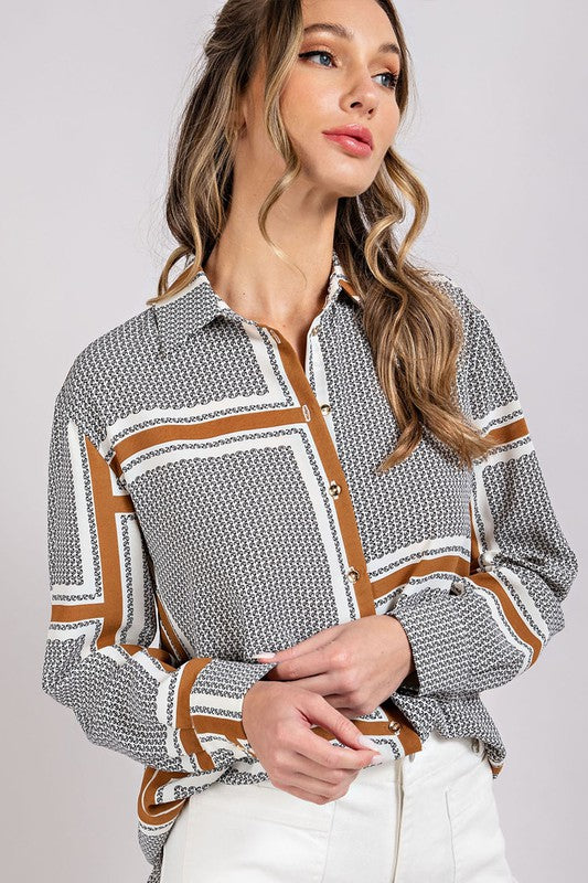 BUTTON FRONT STRIPE SHIRT