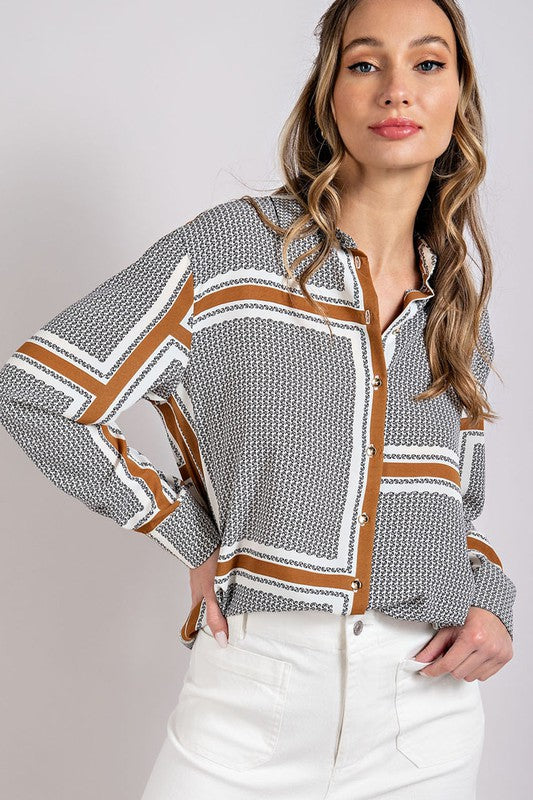 BUTTON FRONT STRIPE SHIRT