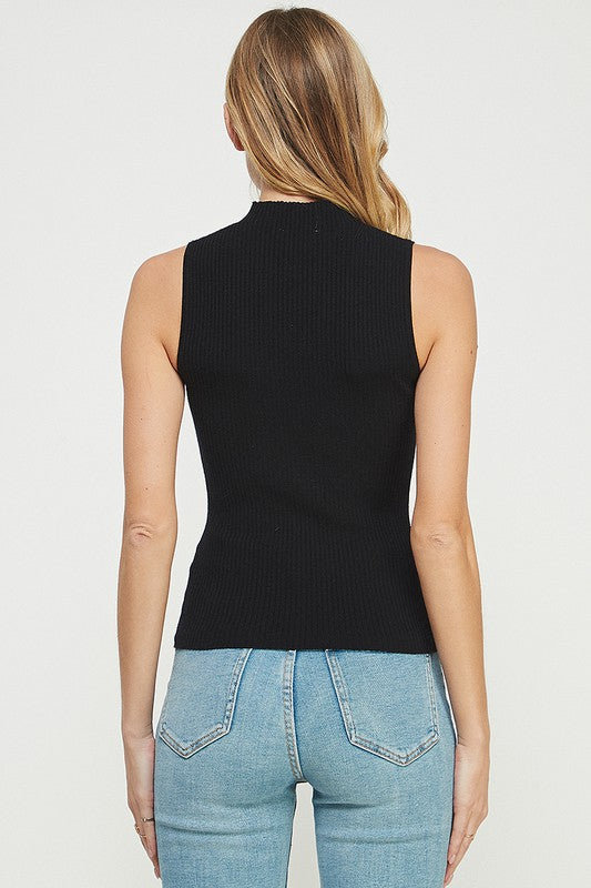 LOW MOCK NECK TANK - BLACK