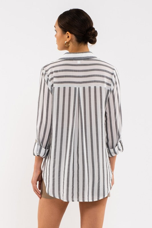 STRIPED BUTTON DOWN SHIRT