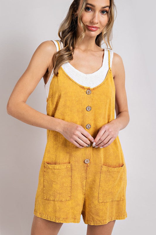 MINERAL WASHED BUTTON DOWN ROMPER