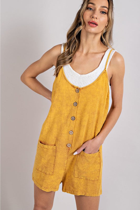 MINERAL WASHED BUTTON DOWN ROMPER