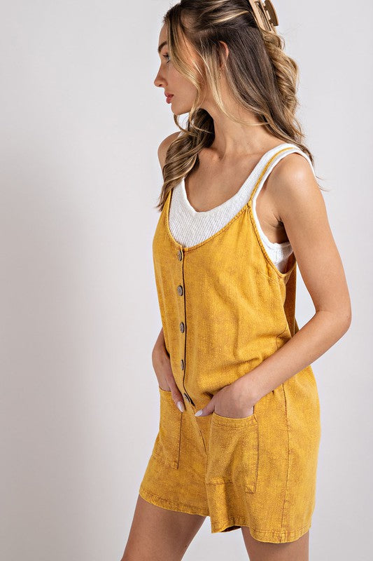 MINERAL WASHED BUTTON DOWN ROMPER