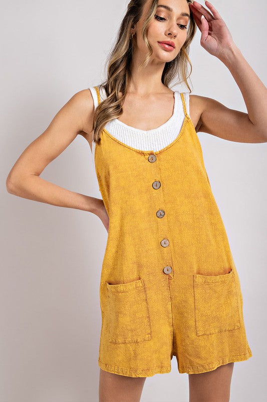 MINERAL WASHED BUTTON DOWN ROMPER