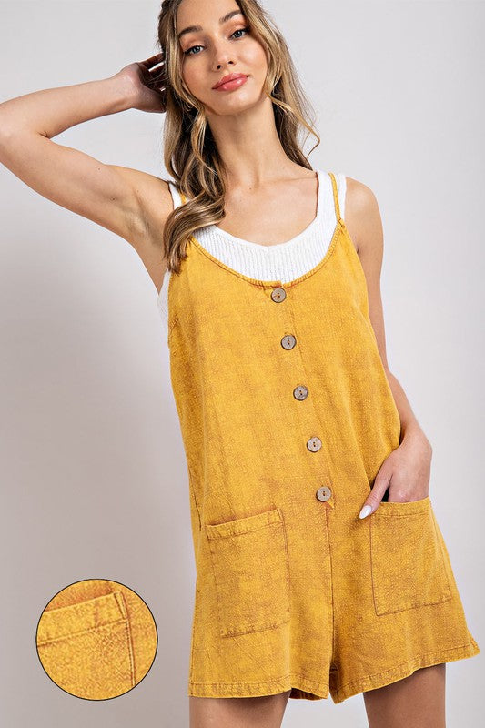 MINERAL WASHED BUTTON DOWN ROMPER