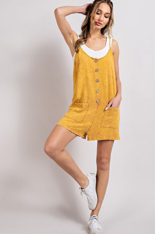 MINERAL WASHED BUTTON DOWN ROMPER