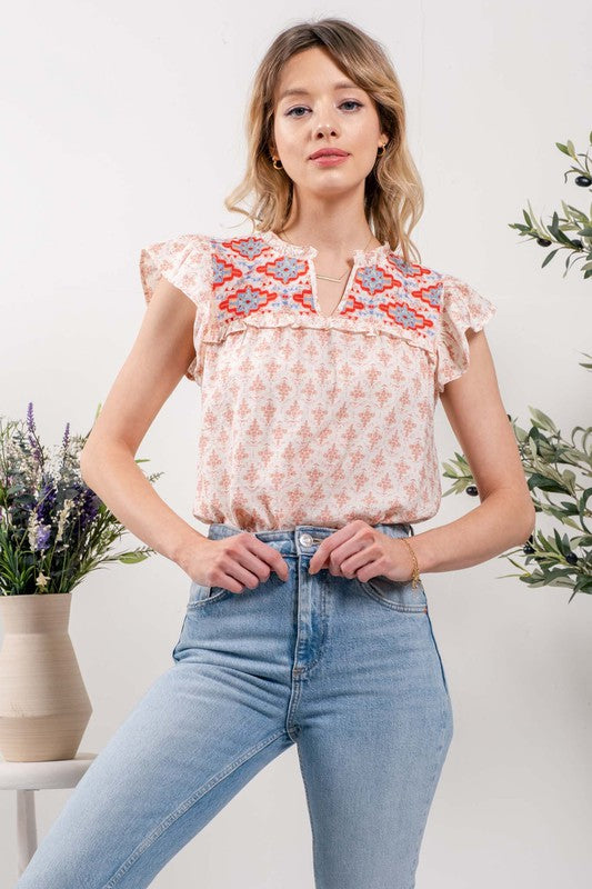 GEOMETRIC WOVEN TOP
